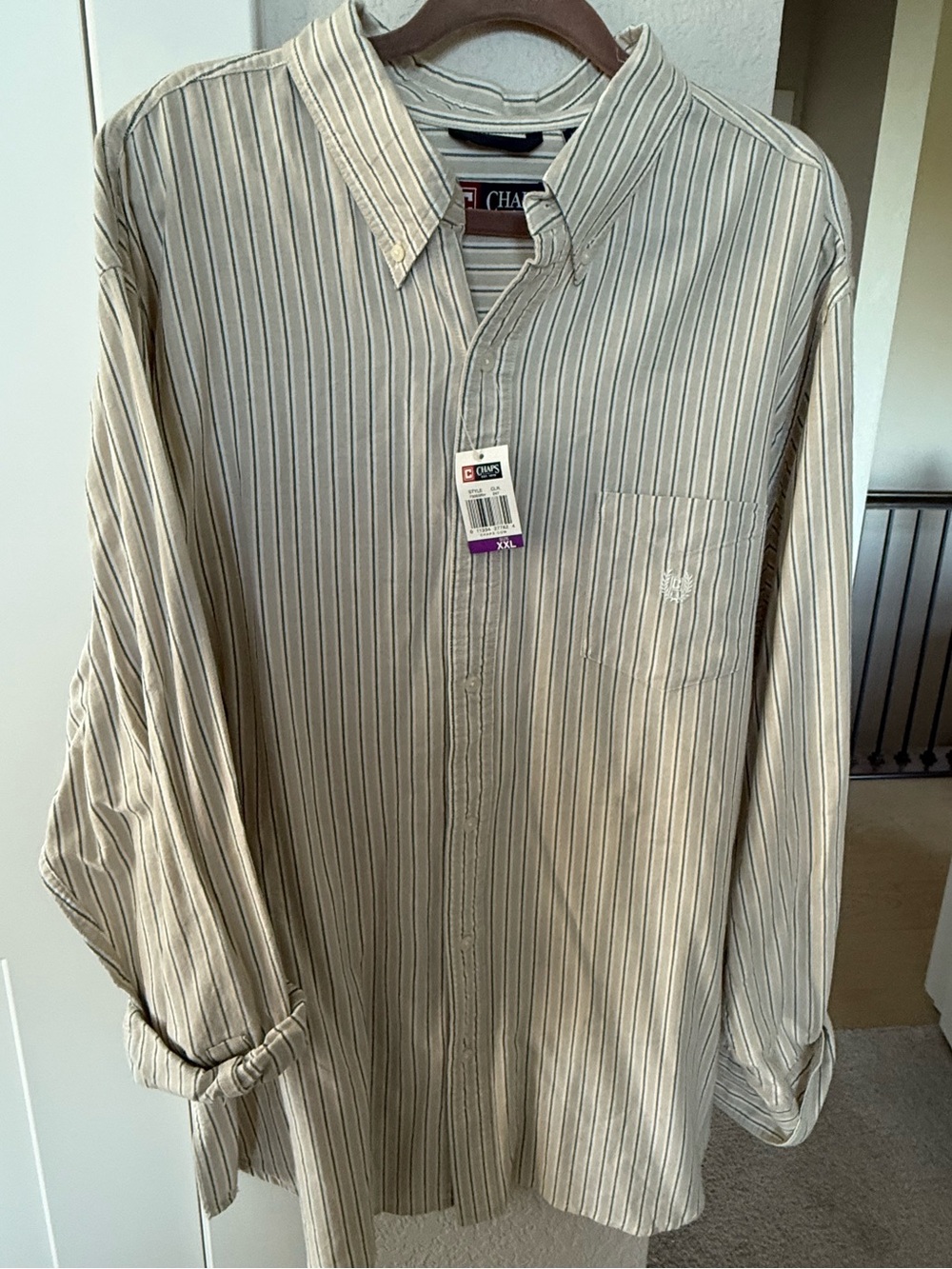 Chaps Men's XXL Striped Long-Sleeve Button-Down Shirt